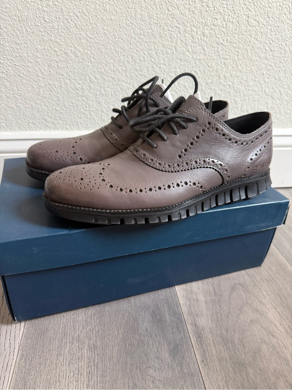 Cole Haan Brown Wingtip Oxfords with Black Outsoles